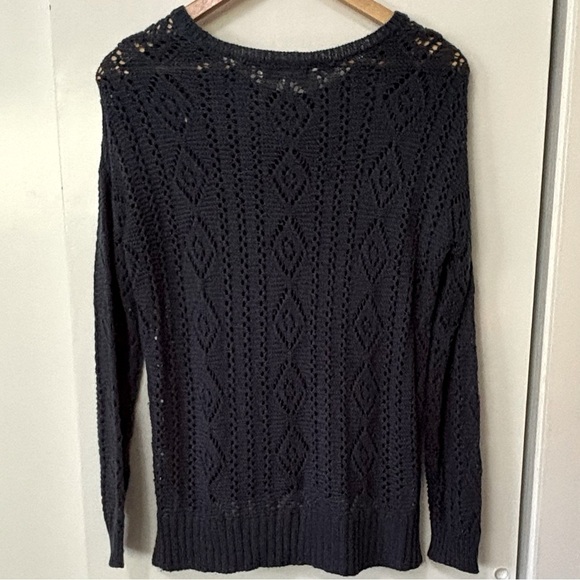 Olive & Oak| Slate Blue Thin Knit V-Neck Tunic Sweater Sz S - Picture 2 of 4